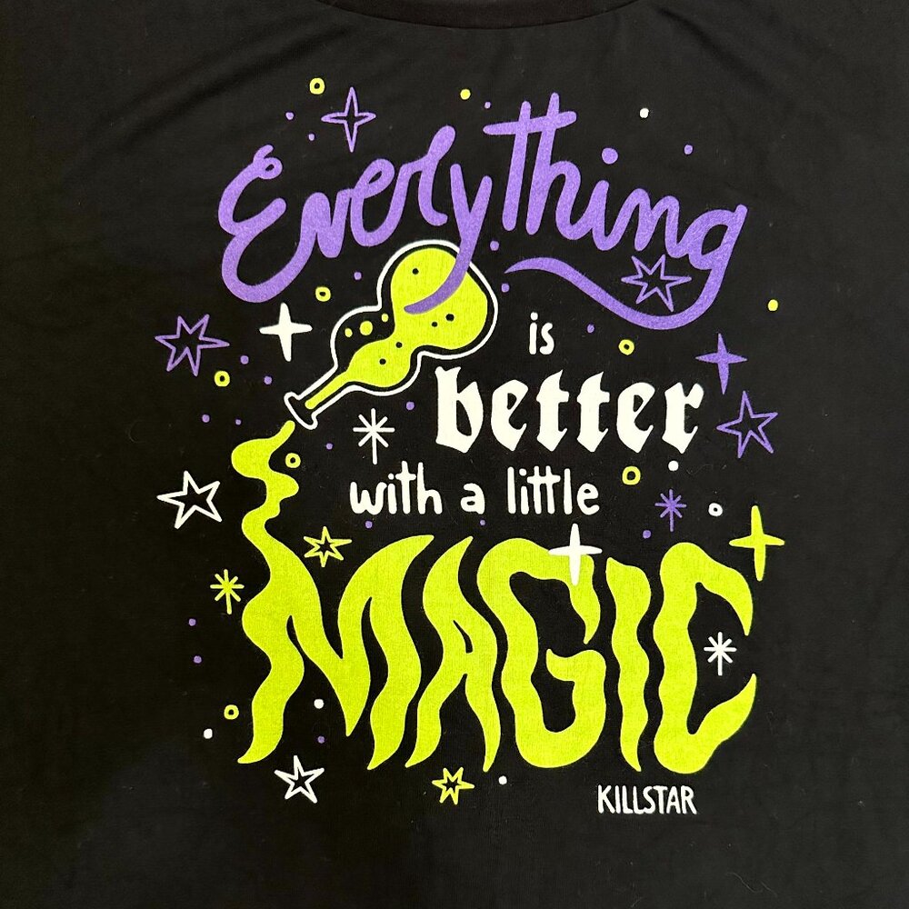 KillStar NWOT Everything is Better with Magic Sleep Tee Witch Goth Whimsigoth M - Picture 9 of 11